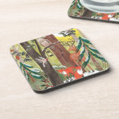 Groen bos met winterboten bier onderzetter (Linkerzijde)