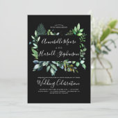 groen | bos | Moderne Waterverf bruiloft Kaart (Staand voorkant)