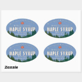 Groen Bos Rood Blad Hout Gefookte Esdoornsiroop Ovale Sticker (Vel)