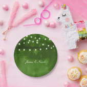 Groen Bos Rustieke String Lights Bruiloft Borden Papieren Bordje (Feest)