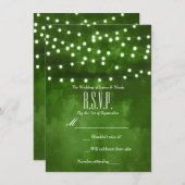 Groen Bos Rustieke String Lights Bruiloft RSVP Kaart (Voorkant / Achterkant)