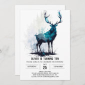 Groen Bos Stag Aangepaste Verjaardag Kaart (Voorkant / Achterkant)