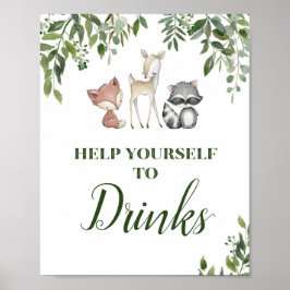 Groen bos Tafel - Drinken ondertekenen 8x10 Poster