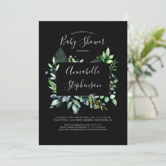 groen | bos | Waterverf Baby shower Kaart (Staand voorkant)