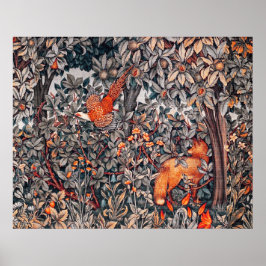 GROEN, BOSDIEREN Fazant, Rode Vos, Bloemen Poster
