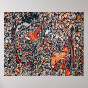 GROEN, BOSDIEREN Fazant, Rode Vos, Bloemen Poster