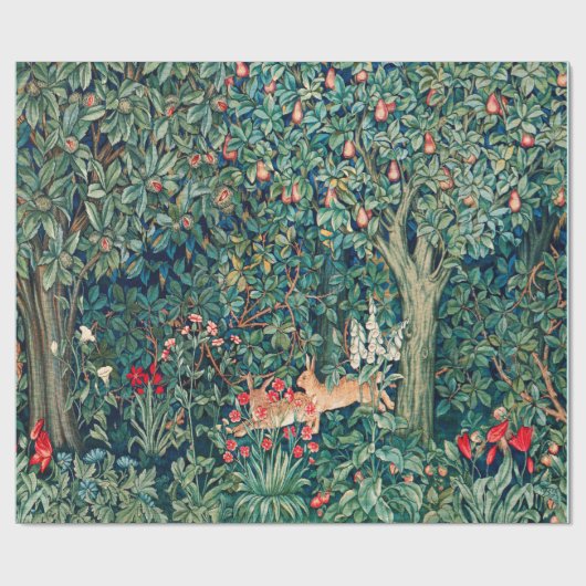 GROEN, BOSDIEREN Hazen, Groene Bloemen Cadeaupapier (Vlak)