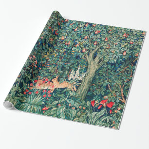 GROEN, BOSDIEREN Hazen, Groene Bloemen Cadeaupapier