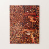 GROEN, BOSDIEREN Hazen, Rode Vos, Bruine Bloemen Legpuzzel (Verticaal)