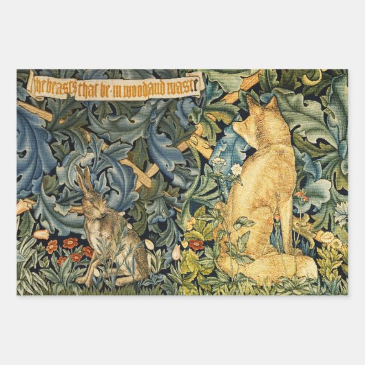 GROEN, BOSDIEREN, Leeuw, Hazen en Vos Inpakpapier Vel (Voorkant 3)