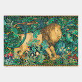 GROEN, BOSDIEREN, Leeuw, Hazen en Vos Inpakpapier Vel (Voorkant)