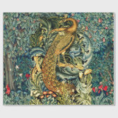 GROEN, BOSDIEREN, PAUW IN GROENE BLOEM CADEAUPAPIER (Vlak)