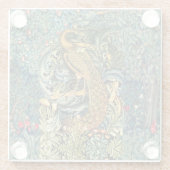 GROEN, BOSDIEREN, PAUW IN GROENE BLOEM GLAZEN ONDERZETTER (Achterkant)