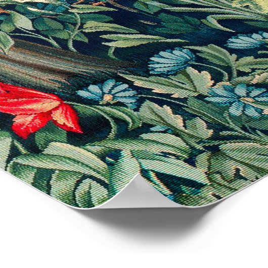 GROEN, BOSDIEREN, PAUW IN GROENE BLOEM POSTER (Hoek)