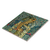 GROEN, BOSDIEREN, PAUW IN GROENE BLOEM TEGELTJE (Zijkant)