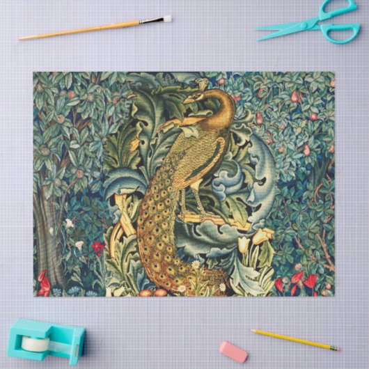 GROEN, BOSDIEREN, PAUW IN GROENE BLOEM TISSUEPAPIER (Craft)