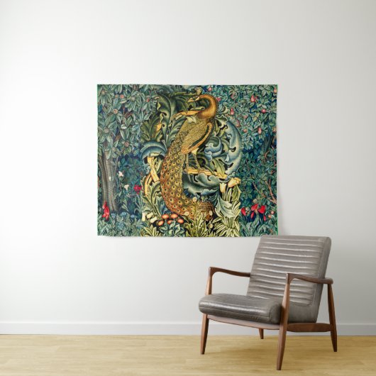 GROEN, BOSDIEREN, PAUW IN GROENE BLOEM WANDKLEED (In Situ (horizontaal))