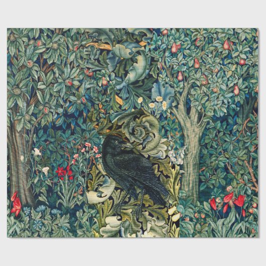 GROEN, BOSDIEREN, RAVEN IN GROENE BLOEM CADEAUPAPIER (Vlak)