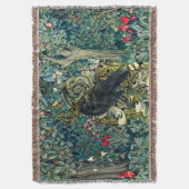 GROEN, BOSDIEREN, RAVEN IN GROENE BLOEM DEKEN (Voorkant Verticaal)