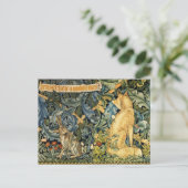 GROEN, BOSDIEREN, VOS EN HAAS, GROENE BLOEM FEESTDAGENKAART (Staand voorkant)