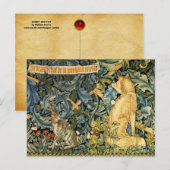 GROEN, BOSDIEREN, VOS EN HAAS, GROENE BLOEM FEESTDAGENKAART (Voorkant / Achterkant)