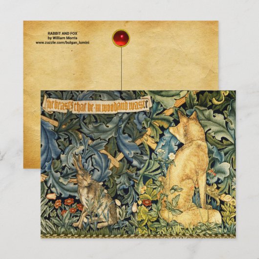 GROEN, BOSDIEREN, VOS EN HAAS, GROENE BLOEM FEESTDAGENKAART (Voorkant / Achterkant)