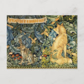 GROEN, BOSDIEREN, VOS EN HAAS, GROENE BLOEM FEESTDAGENKAART (Voorkant)