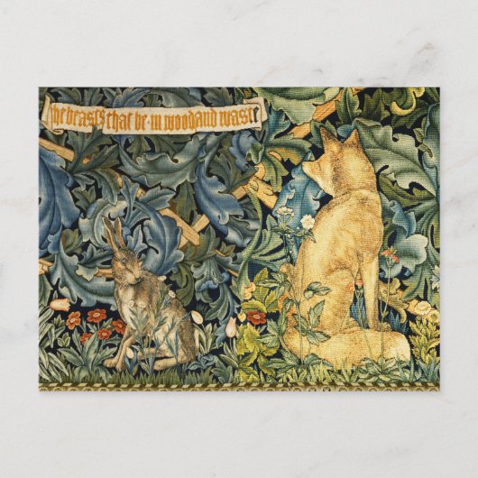 GROEN, BOSDIEREN, VOS EN HAAS, GROENE BLOEM FEESTDAGENKAART (Voorkant)