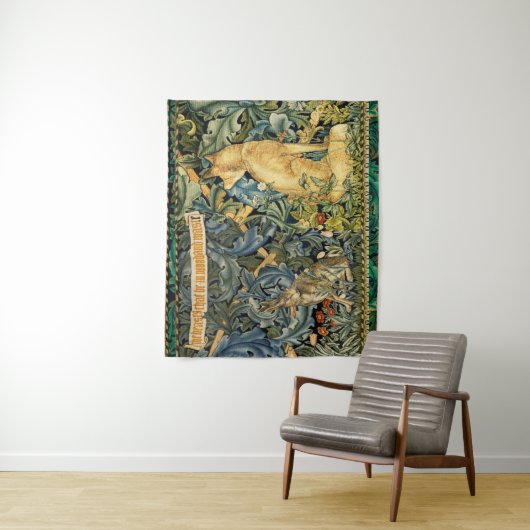 GROEN, BOSDIEREN, VOS EN HAAS, GROENE BLOEM WANDKLEED (In situ)