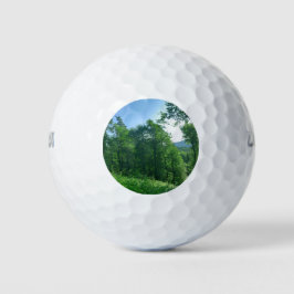 Groen boslandschap  golfballen