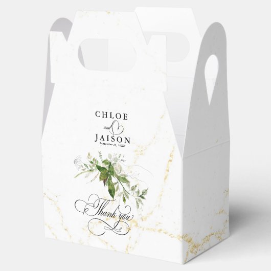Groen Botanicals Waterverf Kalligrafie Bruiloft Bedankdoosjes (Geopend)