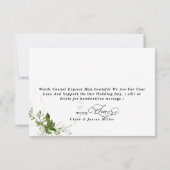 Groen Botanicals Waterverf Kalligrafie Bruiloft Bedankkaart (Achterkant)