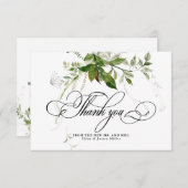Groen Botanicals Waterverf Kalligrafie Bruiloft Bedankkaart (Voorkant / Achterkant)