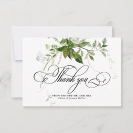Groen Botanicals Waterverf Kalligrafie Bruiloft Bedankkaart