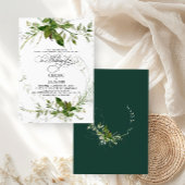 Groen Botanicals Waterverf Kalligrafie Bruiloft Kaart