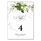 Groen Botanicals Waterverf Kalligrafie Bruiloft Kaart (Voorkant)