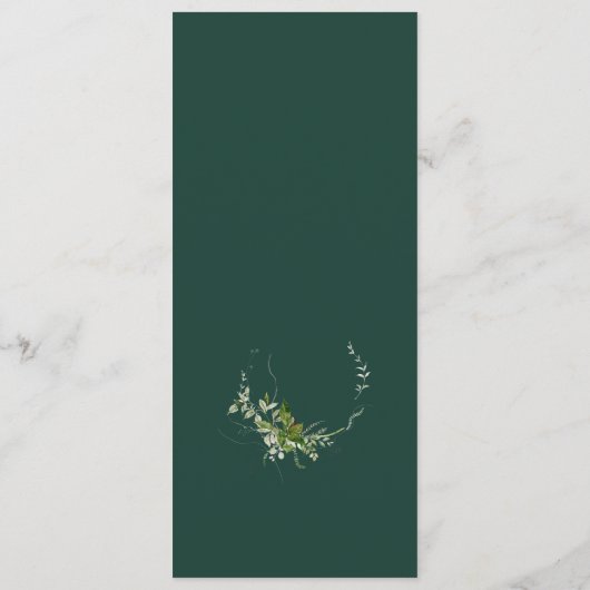 Groen Botanicals Waterverf Kalligrafie Bruiloft Menu (Achterkant)