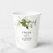 Groen Botanicals Waterverf Kalligrafie Bruiloft Papieren Bekers (Achterkant)