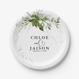 Groen Botanicals Waterverf Kalligrafie Bruiloft Papieren Bordje