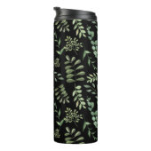 groen botanisch blad patroon zwart thermosbeker (Geroteerd rechts)