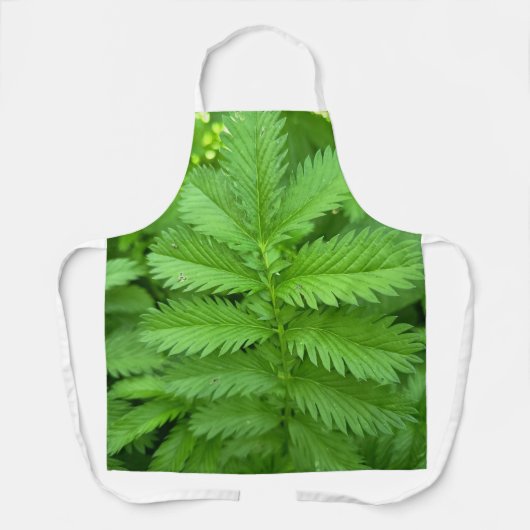 Groen botanisch bladpatroon schort (Voorkant)