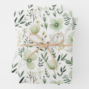 groen botanisch bloemmotief inpakpapier vel