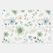 groen botanisch bloemmotief inpakpapier vel (Voorkant 3)