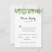 Groen Botanisch Bruiloft Menu Keuze RSVP (Voorkant)