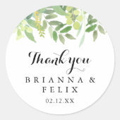 Groen Botanisch Dank u huwelijksgunst Ronde Sticker (Voorkant)