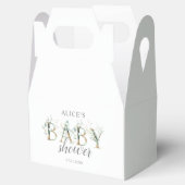 Groen Botanisch Decoratief Lettertype Baby shower Bedankdoosjes (Geopend)
