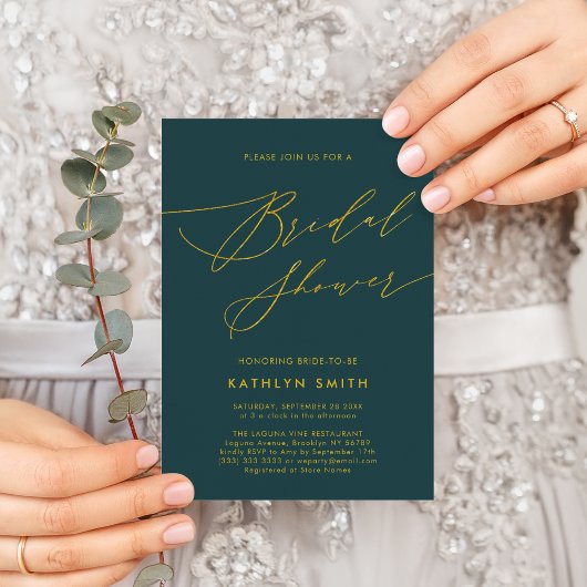 Groen Botanisch Elegant Script-Vrijgezellenfeest Kaart