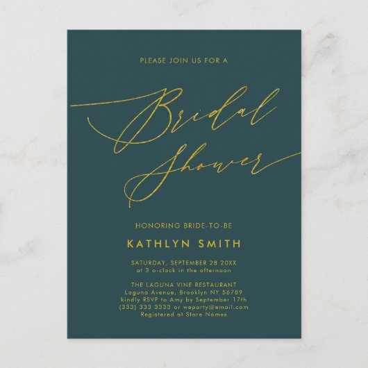 Groen Botanisch Elegant Script-Vrijgezellenfeest Uitnodiging Briefkaart (Voorkant)