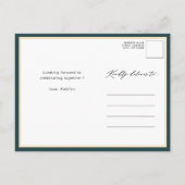 Groen Botanisch Elegant Script-Vrijgezellenfeest Uitnodiging Briefkaart (Achterkant)