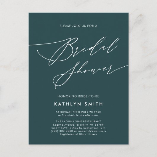 Groen Botanisch Elegant Script-Vrijgezellenfeest Uitnodiging Briefkaart (Voorkant)